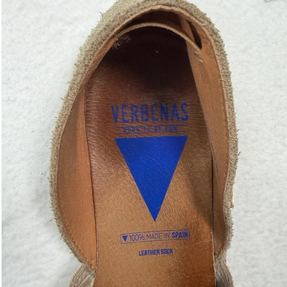 Verbenas Carmen Serraje Piedra Espadrille Flats US 9 9.5 EU 40 Tan Beige Suede